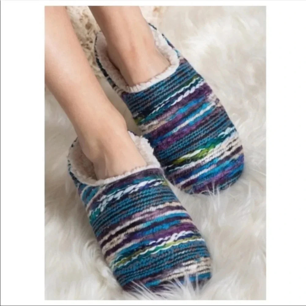 Boho Handwoven Sherpa Slippers | Cozy Knit House Shoes